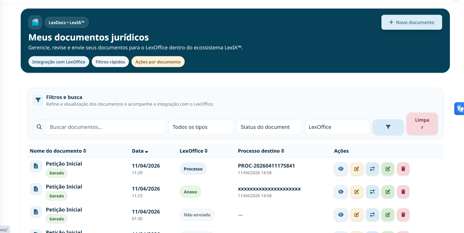 Gerenciamento de documentos e exportação para o LexOffice
